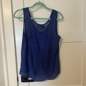 Blue Rain Beaded Tank